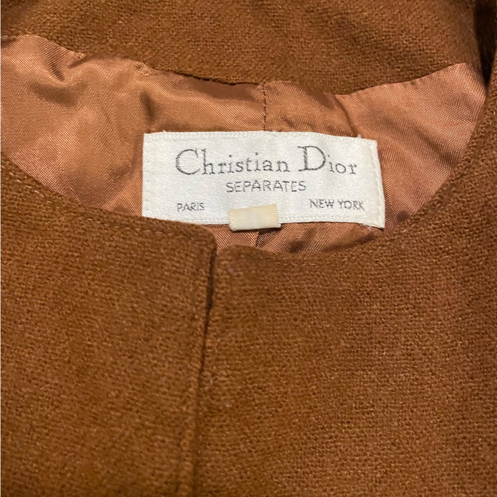 Vintage Christian Dior Coffee Brown Cardigan Jacket Womens Size 10 - Picture 5 of 7